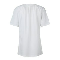 Дамски блузи v-образни сладки блуза солидни жени плюс ризи с къс ръкав летни върхове бяло s