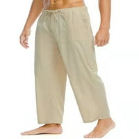 Bomotoo Men Leisure Bottoms Твърди цвят леки панталони Фитнес с джобове обикновени шезлонги khaki 2xl