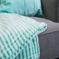 Super Soft Plush Flannel Fleece Stripe Ofned Throg за стол, диван, пикник, къмпинг, плаж и ежедневна употреба, 48 - Зелено