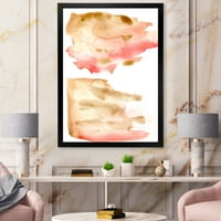 Дизайнарт 'Червено розово злато и бежово абстрактни облаци' модерна рамка Арт Принт