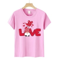 AAYOMET ОГРАНИЧЕНИ тениски за жени Дамски графичен ръкав графичен екипаж Tee Loze ежедневна тениска, розова s