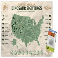 Jurassic World: Dominion - Северноамериканският плакат за стена на динозавър с бутални щифтове, 14.725 22.375