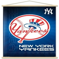 Ню Йорк Янкис-лого плакат за стена с дървена магнитна рамка, 22.375 34