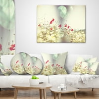 Дизайнарт червено и бяло поле с макови цветя - възглавница за хвърляне на цветя-18х18