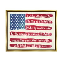 Ступел индустрии обещание за вярност американски флаг калиграфия модел графично изкуство металик злато плаваща рамка платно печат