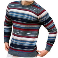 Тениски с дълъг ръкав за мъже мъжки кръгъл пуловер с кръгла врата с дълъг ръкав цветна ивица ежедневно дъно пуловер фраглар
