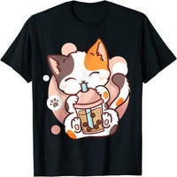Тениска за чай с чай за котка boba bubble kawaii neko