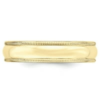 Най-доброто злато 10к жълто злато Милграйн половин кръгла лента, размер 11