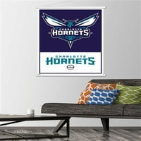 Шарлот Хорнетс - лого плакат за стена с магнитна рамка, 22.375 34