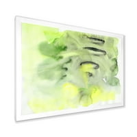 Дизайнарт 'абстрактно езерце от жълто и зелено' модерна рамка Арт Принт