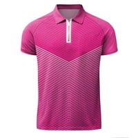 Айометски поло ризи за мъже Мъжки ежедневни спортове Американски флаг Ревел Кратък ръкав t Високи ризи за мъже розово, L