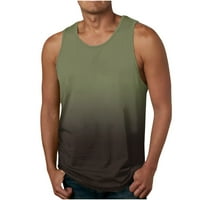 Азрийски мъжки ризи за блузи, мъжки каузални бутони, ризи за нов мъжки градиент 3D печат на върха на ежедневни спортни без ръкави кръгла тениска за врат