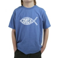 Тениска на думата за художествено момче - Джон 3: Рибен символ