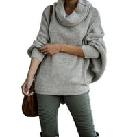 YSKKT дамски пуловери с джобове фенер с дълъг ръкав плетат ежедневни туники джъмперни върхове