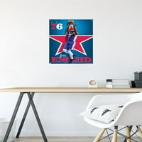 Филаделфия 76ers - Плакат за стена на Джоел Ембиид с бутилки, 14.725 22.375