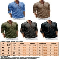 Tenmi Men's Thishs Solid Color Tops с дълъг ръкав риза ретро тениска ежедневно носете блуза черно 2xl